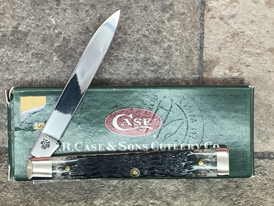 2002 Case XX шаг черный джиг кости врачи карманный нож (6185 SS) коробка флаг щит - Изображение 2 из 2