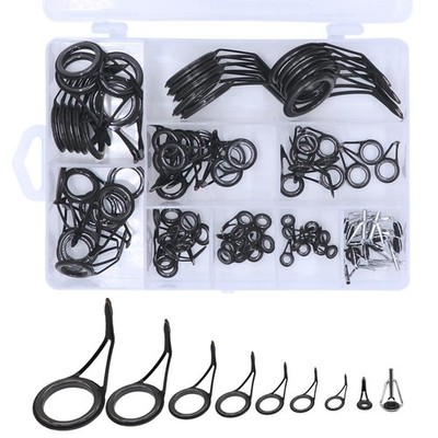 90pcs 9 Sizes Fishing Rod Guide Tip - Spinning Eyes Rings Top Guides 60Pcs, S...