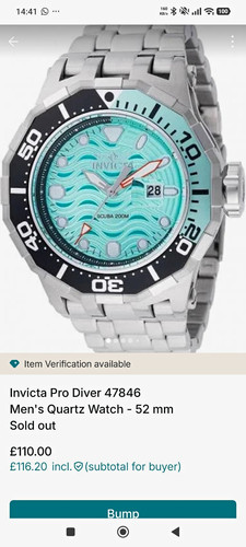 Invicta Pro Diver 47846 Men's Quartz Watch 52mm Turquoise Dial Date Steel