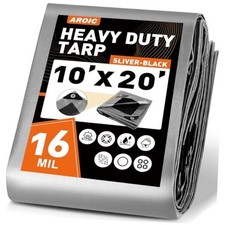 10x20FT Heavy Duty Tarps, Waterproof 16 Mil Thick Camping Tarp with 15x17
