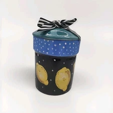 Lynn Morris Signed Whimsical Lemon Canister With Lid