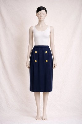 Givenchy Rock Wolle Marineblau Damen Gr.46 Vintage 80er High Waist