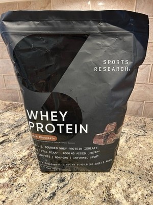 Sports Research Whey Protein Isolate Dutch Chocolate 5.42 lb Non-GMO Gluten-Free