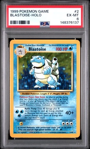 1999 POKEMON BASE SET UNLIMITED #2 BLASTOISE-HOLO PSA 6