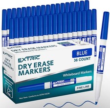 Blue Dry Erase Markers Fine Tip, 36 Count Whiteboard Markers, Fine Tip Dry Erase
