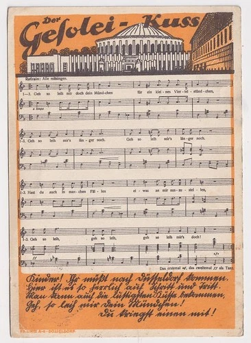 Düsseldorf, exhibition Gesloei 1926, song "Gesolei kiss", old postcard