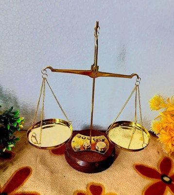 Vintage Brass Balance Scale with Weights   Apothecary Jeweler Decor | Christmas