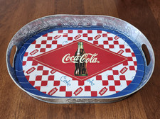 Coca Cola Metal Serving Tray with Side Handles 16' X 12" X 2"