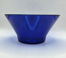 Vintage Cobalt Blue Glass Serving Bowl Textured Bottom Fruit Bowl Centerpiece