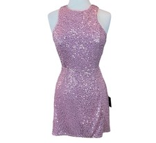 Lulus Endless Fun Shiny Pink Sequin Lace-Up Mini Dress Medium NWT