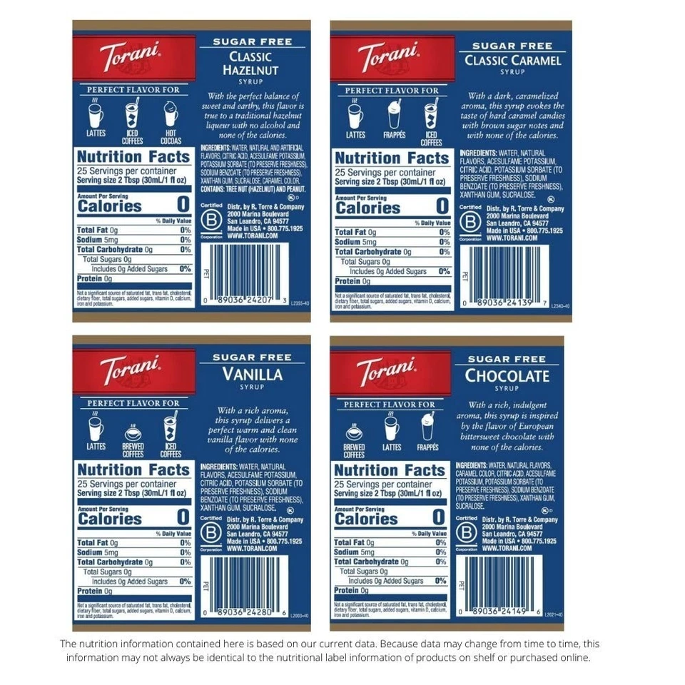 Paquete de variedad de jarabe sin azúcar sin calorías - 4 deliciosos sabores, 33,8 OZ cada uno Foto 4 de 4