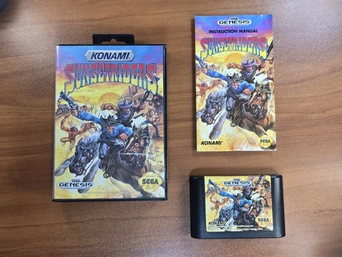 Sega Genesis Sunset Riders Konami Arcade Game Case And Manual Tested Working