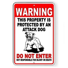Warning Property Protected By Attack Dog Do Not Enter Sign / Decal Beware Dog