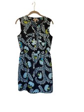 Loft  Navy Floral Sleeveless Dress Women's Size Small Lightweight Elastic Waist