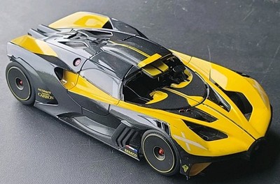 Burago Bugatti Bolide 1:18 Scale Model Car Yellow Black-Missing Windshield Scuff
