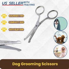 Dog Grooming Scissors 3.75" Straight W/Safety Tips for Eye Ear Nose Stainless
