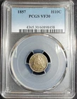 1857 Seated Liberty Silver Half Dime graded VF30 by PCGS