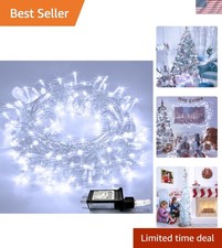 33ft 100 LED White Christmas Lights, 8 Modes Connectable Clear Wire Twinkle F...