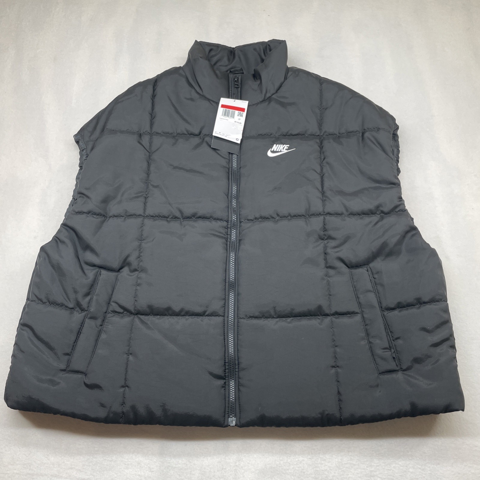 Nike Sportswear Black Puffer Vest Therma-Fit Oversized FB7679-010 Women's L