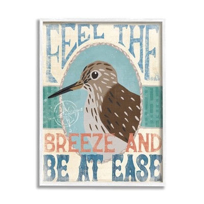 Feel Breeze Be Ease Nautical Phrase Sandpiper Bird, Designed by Veronique Cha...