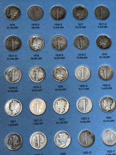 Mercury Dime 1916-1945 Complete Set VG-BU.
