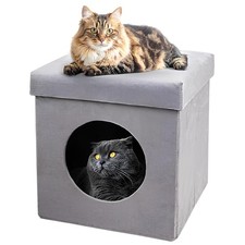 Indoor Cat Condo Cozy Washable Foldable Compact Play House 12.5x13.4 In