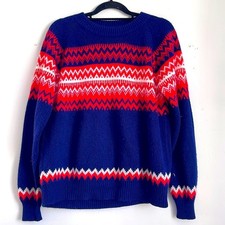 Vintage Acrylic Fair Isle Icelandic Nordic pattern knit crewneck sweater sz L