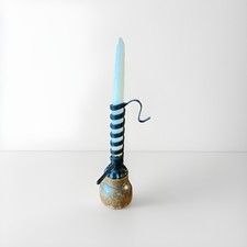 Vtg Courting Candle Iron Wood Country Primitive Farmhouse