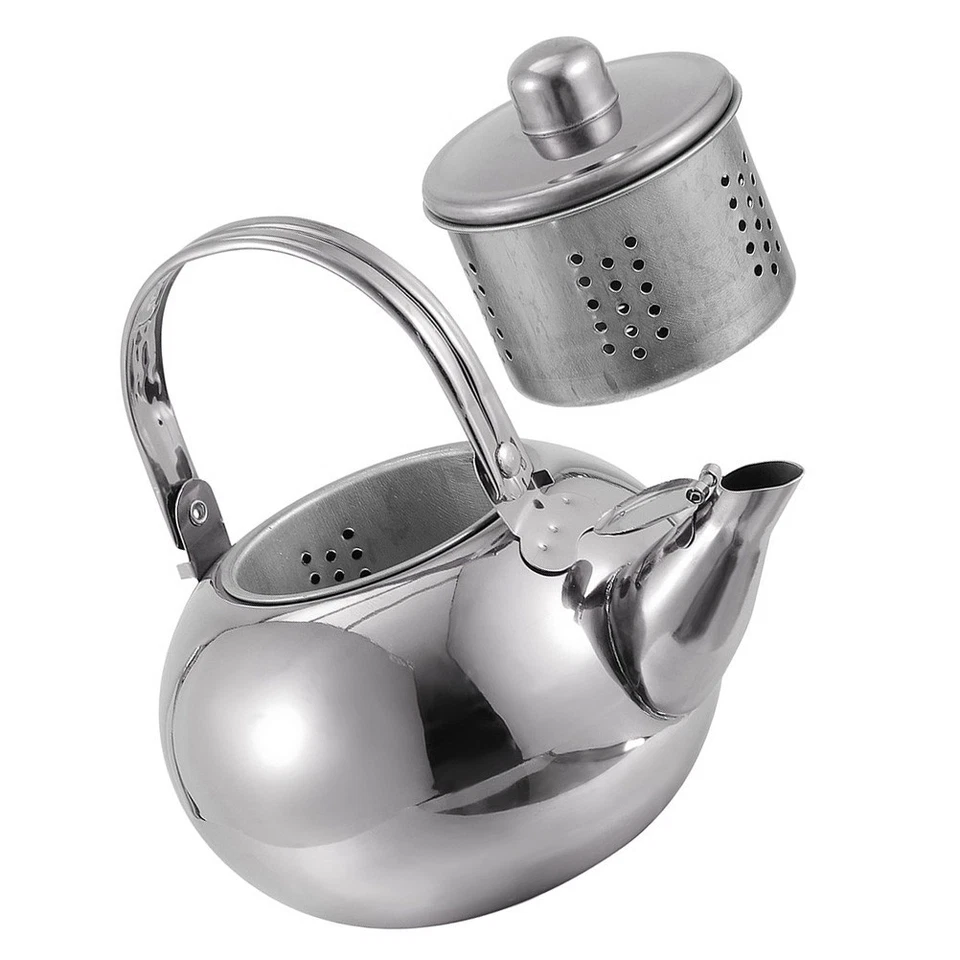  Teiera Con Colino Bollitore Per Il Tè Acciaio Inossidabile Caffè - Immagine 3 di 4