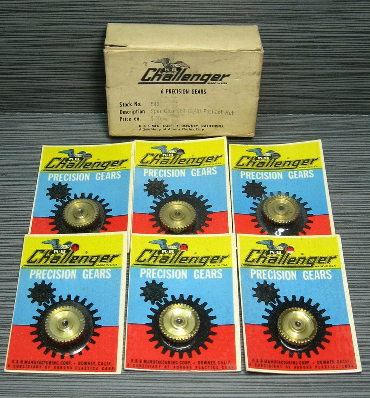 1960's SLOT CAR NOS Box of K&B Challenger Posi-Lok Hub Spur Gears VINTAGE 1/24