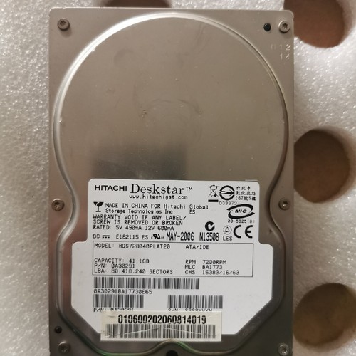 Hitachi Deskstar HDS728040PLAT20 3.5" 41.1GB IDE PATA Hard Drive - Afbeelding 3 van 5
