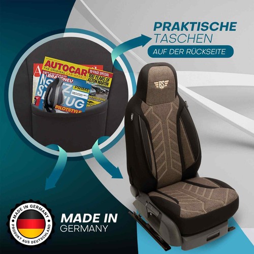Fundas de asiento de autocaravana adecuadas para Carthago c-tourer luxury line (negro-marrón) - Imagen 7 de 13