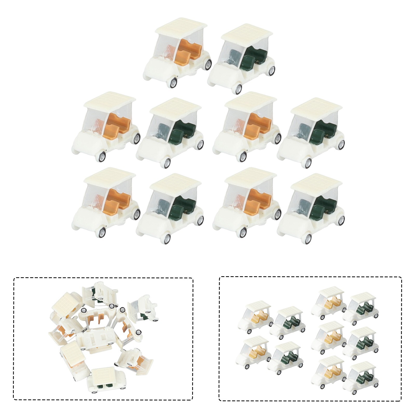 Set of 10 For Golf Cart Model Vehicles for N Scale Model Train Layouts