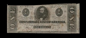 The Confederated States of America $1. April 6th, 1863. Inv# 5494