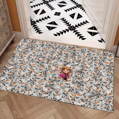 New! Disney Frozen Olaf Anna Elsa Print Doormat Rug Carpet With Non-slip Backing