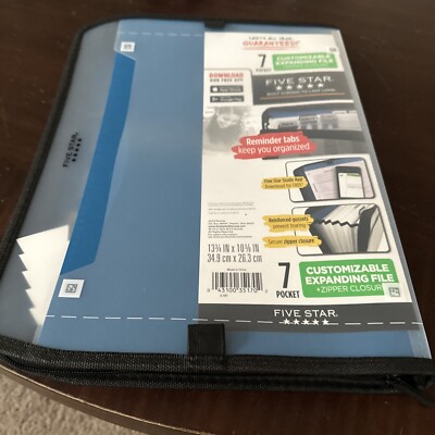 Mead 5 Star 7 Pocket Customizable Expanding File Folder Zipper