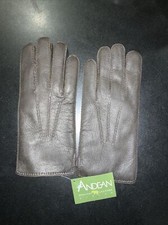 Andean Peccary leather gloves, Dark Brown, Baby Alpaca Lining, Size: 9