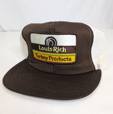 Vtg Louis Rich Turkey Products Hat Patch Snapback Trucker Mesh Cap Brown