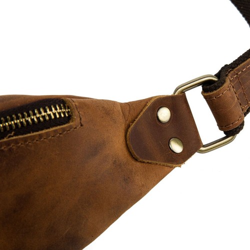 Motorrad Outdoor Crazy Horse Leder Herren Hüft Bauchtasche Crossbody Sling Bag - Bild 11 von 14