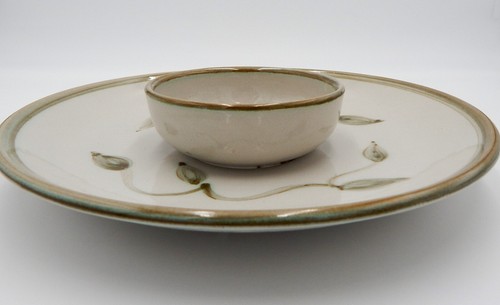 John B Taylor Ceramics Leaf Chip Dip Salsa Pottery 12" Round Serving Platter USA - Picture 8 of 10