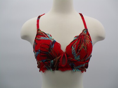 Pink Victoria's Secret Date Push Up Bra Med Red Floral Bralette Sexy VS