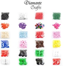 Pom Poms 6mm 10mm 12mm 25mm 50mm 60mm Craft Fluffy - Choose Size Quantity Colour