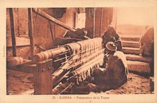 Tunisie - DJERBA - Tissage de tapis - Préparation de la trame - Ed. Pavia frères