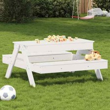 Picnic Table with Sandpit for Kids White Solid Wood Pine vidaXL