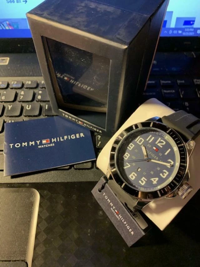Tommy Hilfiger Men s Black Silicone Strap Watch 44mm