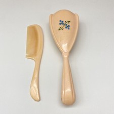 Vtg JODA Hair Comb Soft Brush Set Pink/Peach Nursery Girl Baby Doll Grooming USA