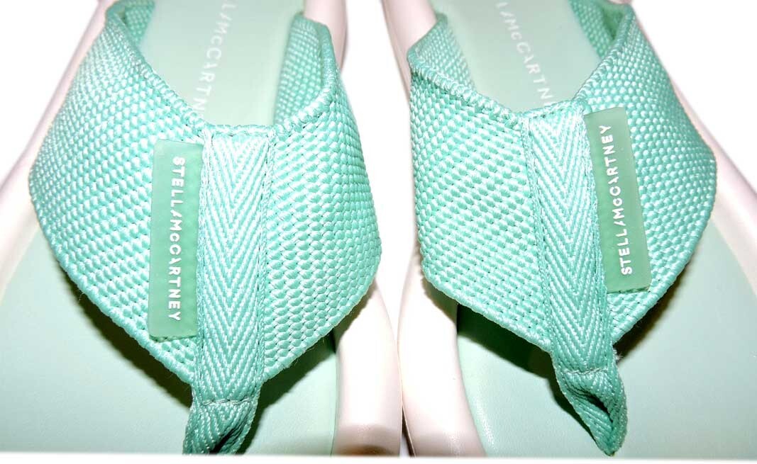 Stella McCartney Mint Air Slides Flip Flops Canvas Rubber Sandals