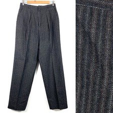 Vintage Size 12 Pants Wool Feelin Jazzie Tapered Leg Pleated Pinstripe Trousers