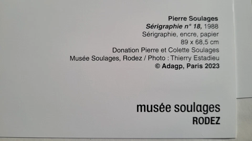 Affiche Pierre SOULAGES " Serigraphie n°18, 1988 " musée SOULAGES- Rodez - Photo 2/4