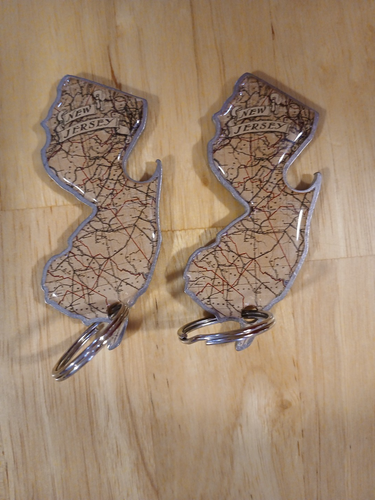 New Jersey Keychains Bottle Openers State Map Lot Of 2 Brown Retired Vintage
